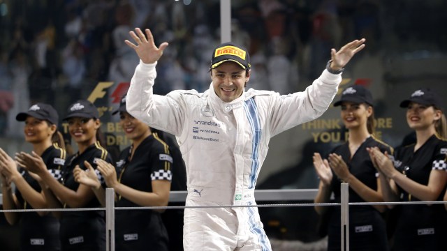 Selebrasi Felipe Massa. (Foto: KARIM SAHIB / AFP)