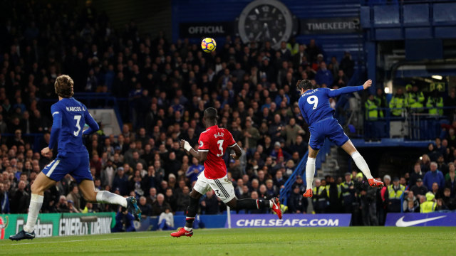 Gol Morata saat menghadapi United. (Foto: Reuters/John Sibley)