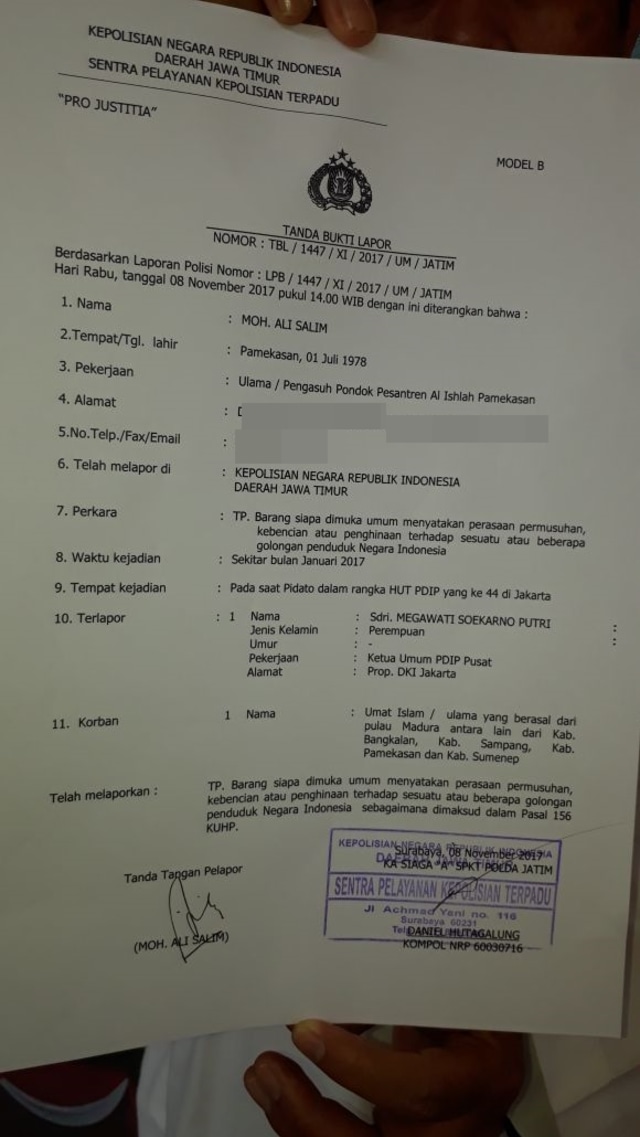 Megawati dilaporkan ke polisi (Foto: Dok. Istimewa)