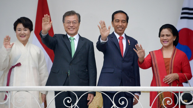 Presiden Korea Selatan Moon Jae in di Istana Bogor  (Foto: REUTERS/Adek Berry)