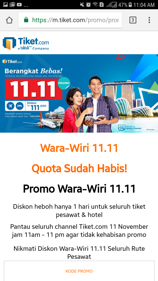 Diskon perayaan Singles' Day Indonesia. (Foto: tiket.com)