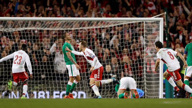 Eriksen rayakan gol ke gawang Irlandia. (Foto: Reuters/Lee Smith)