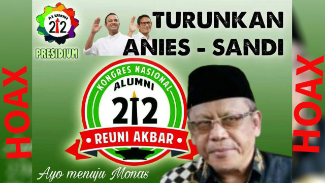HOAX Reuni Alumni 212 Turunkan Anies-Sandi (Foto: Istimewa)