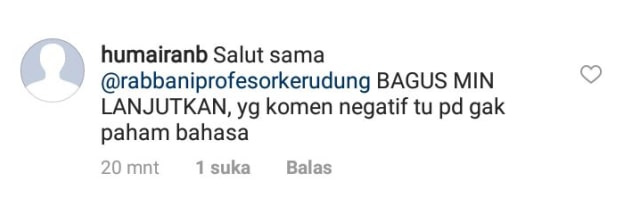 Komentar netizen soal iklan Rabbani. (Foto: Instagram)