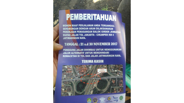 Pemberitahuan Pemasangan Balok Girder (Foto: Istimewa)