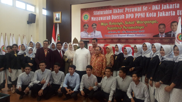 Anies Bertemu Perawat di UTA '45 Jakarta (Foto: Johanes Hutabarat/kumparan)