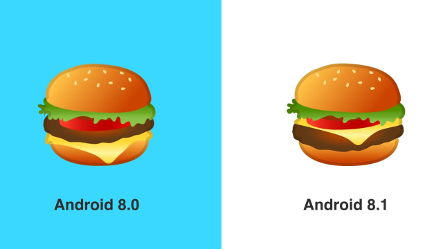 Perubahan emoji burger di Android. (Foto: Emojipedia)