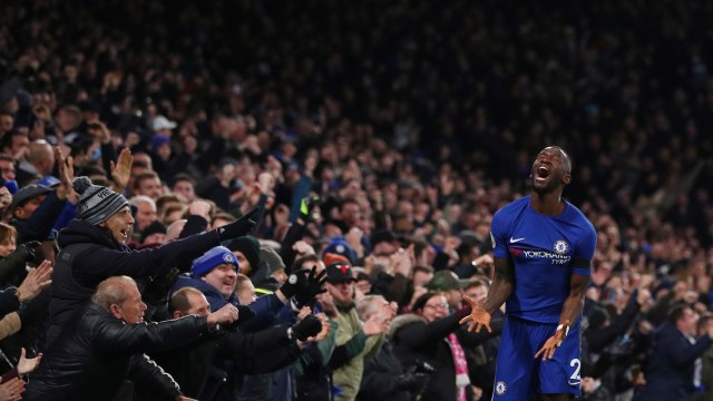 Ekspresi Ruediger saat mencetak gol untuk Chelsea. (Foto: REUTERS/Hannah McKay)