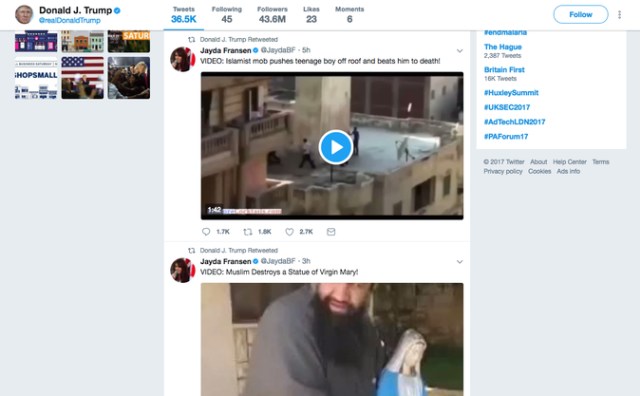 Donald Trump meretweet video anti-Islam (Foto: Screencapture Twitter Donald Trump)