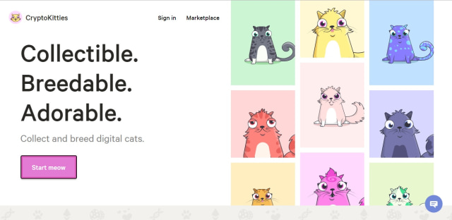 Aplikasi Crypto Kitties (Foto: www.cryptokitties.co)