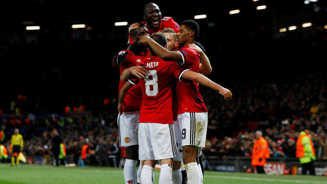 Para pemain United merayakan gol. (Foto: Reuters/Jason Cairnduff)