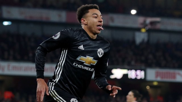 Lingard melakukan selebrasi. (Foto: Reuters/Andrew Couldridge)