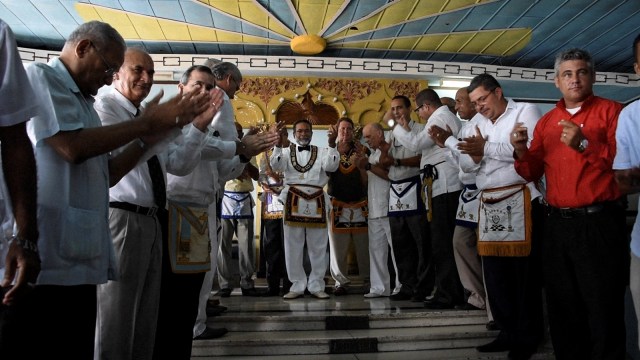Upacara Freemasonry. (Foto: Adalberto Roque/AFP)