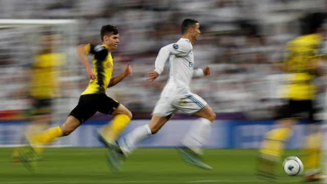 Ronaldo pada laga vs Dortmund. (Foto: Paul Hanna/Reuters)