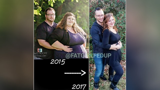 Foto before & after pasangan Lexi dan Reed  (Foto: Instagram/@fatgirlfedup)