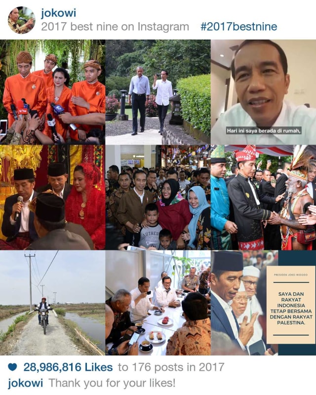 9 foto Instagram terbaik Jokowi (Foto: 2017bestnine.com)