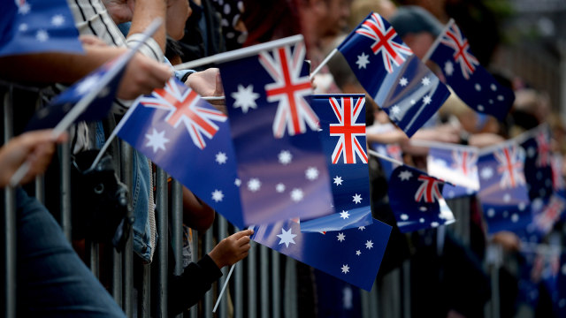 Bendera Australia. (Foto: AFP/Peter Parks)