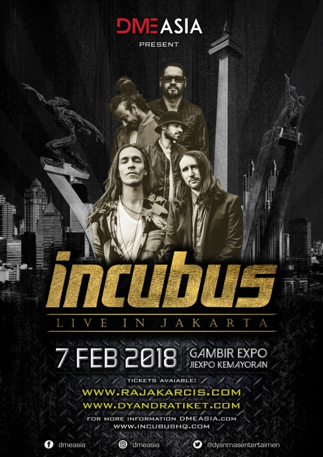 Grup band Incubus. (Foto: Dok. DMEASIA)