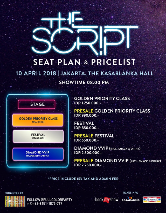 Seat Plan untuk konser The Script di Jakarta (Foto: Full Color Entertainment)