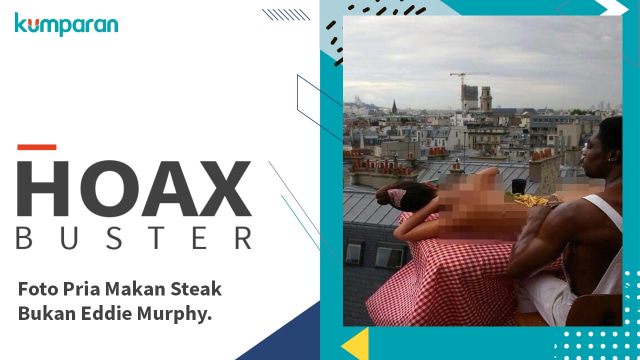 Hoax: foto pria makan steak bukan Eddie Murphy (Foto: Dok. hoaxeye.com)