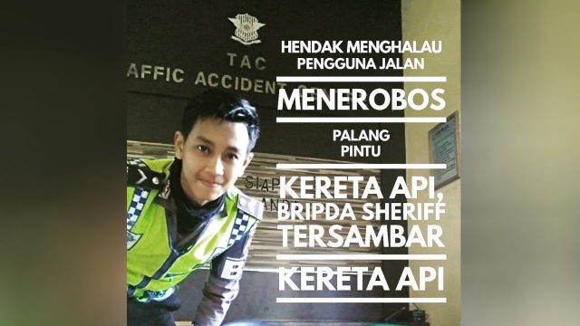 Bripda Sherif Gagah gugur tersambar kereta api (Foto: Instagram @satlantaspolresjombang)