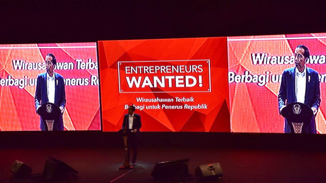 Joko widodo di acara "Entreprenuer Wanted" (Foto: Twitter @KSPgoid)