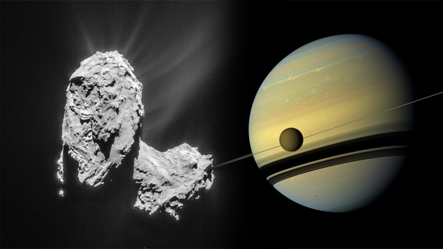 Komet 67P dan Titan (Foto: Wikimedia Commons)