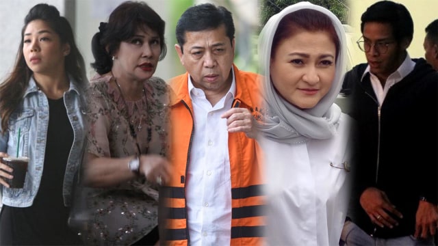 Setya Novanto dan keluarganya. (Foto: Antara/Hafidz Mubarak A, Puti Cinintya Arie Safitri/kumparan, Aprilandika Pratama/kumparan, Wahyuni Sahara/kumparan, )