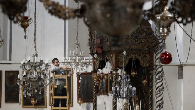 Persiaan Natal di Kota Bethlehem, Palestina (Foto: AFP/Thomas Coex)