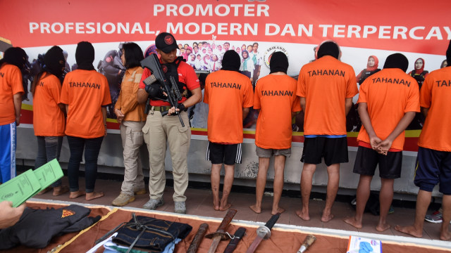 Geng motor Jepang di Polresta Depok (Foto: Antara/Indrianto Eko Suwarso)