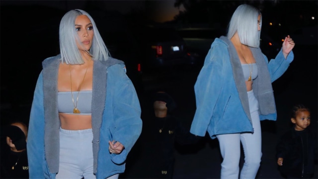 Kim Kardashian warnai rambut jadi biru. (Foto: Instagram @chrisappleton1)