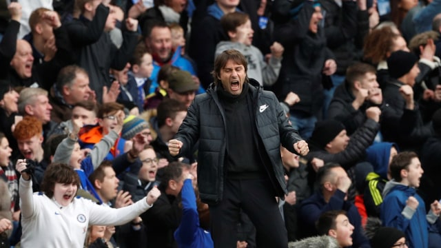 Ekspresi kepuasan Conte. (Foto: Reuters/Jhon Sibley)