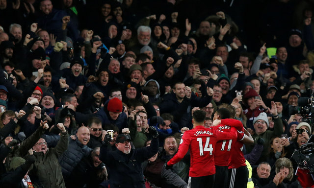 Pemain Manchester United merayakan gol. (Foto: REUTERS/Andrew Yates)