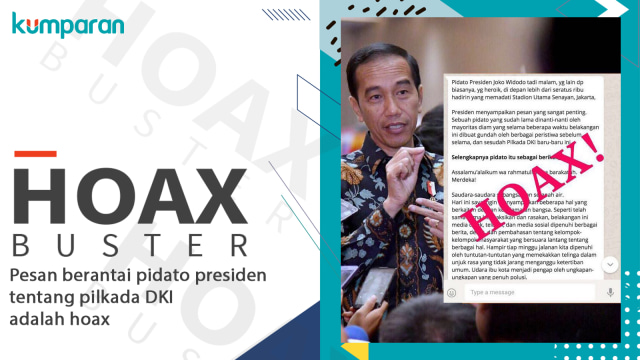 Hoax pesan berantai pidato presiden. (Foto: Instagram/@triawanmunaf dan kumparan)