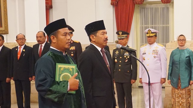 Jokowi Lantik Djoko Setiadi Jadi Kepala BSSN (Foto: Yudhistira Amran/kumparan)