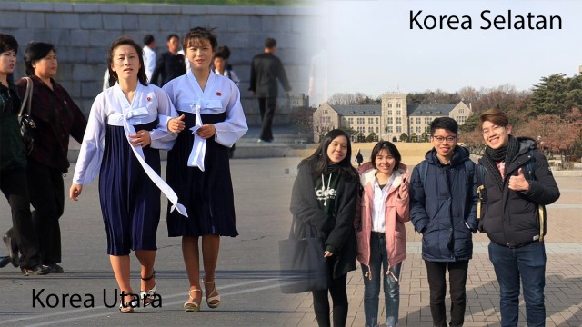 Gaya mahasiswa Korea Utara vs Korea Selatan (Foto: Instagram @jakaparker & @wlsnlau)