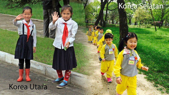 Gaya busana murid SD Korea Utara vs Korea Selatan (Foto: Instagram @jakaparker & @seongyeongyuciweon)
