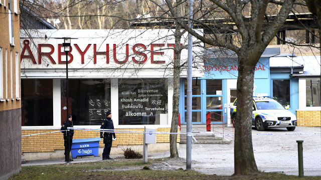 Ledakan granat di Stockholm. (Foto: AP Photo/Henrik Montgomery)