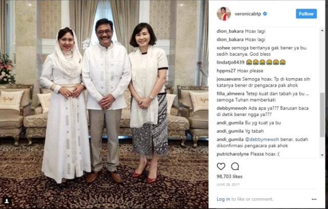 Berbagai Komentar atas Perceraian Ahok (Foto: Instagram @veronicabtp)