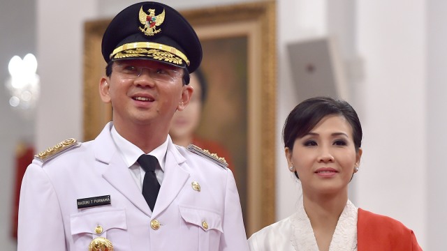 Ahok dan Veronica Tan. (Foto: Bay Ismoyo/AFP)