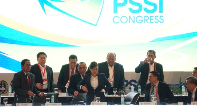 Para pengurus PSSI ketika menghelat kongres pada 2018. Foto: Nugroho Sejati/kumparan