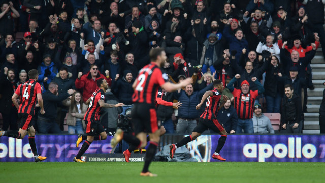 Para pemain Bournemouth merayakan gol. (Foto: Reuters/Dylan Martinez)