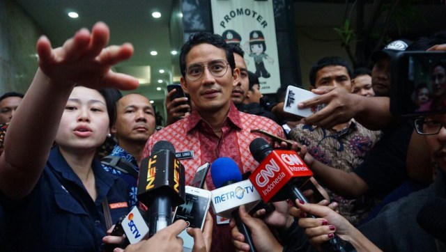 Sandiaga Uno usai pemeriksaan (Foto: Jamal Ramadhan/kumparan)