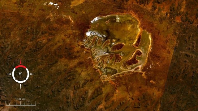Danau Acraman terlihat dari satelit. (Foto: NASA World Wind)