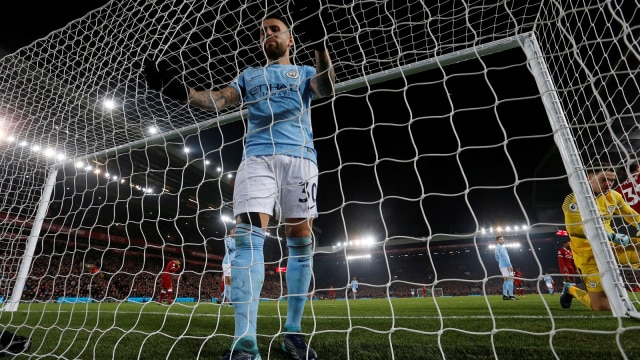 City pada laga versus Liverpool. (Foto: Carl Recine/Reuters)
