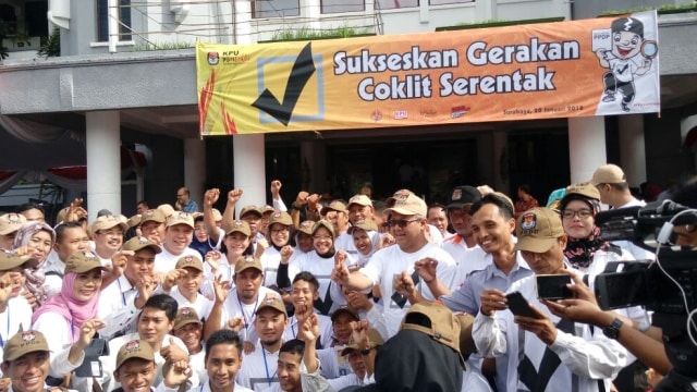 Gerakan Coklit KPU serentak Nasional. (Foto: Phaksy Sukowati/kumparan)