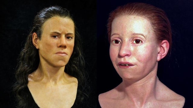Wajah perempuan 9.000 dan 2.000 tahun lalu (Foto: Oscar Nilsson, rekonstruktor)