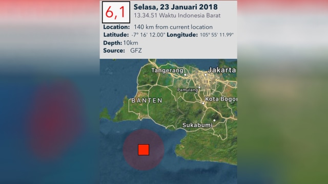 Pusat gempa di Banten (Foto: BMKG)