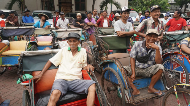 Becak di Jakarta (Foto: Nugroho Sejati/kumparan)