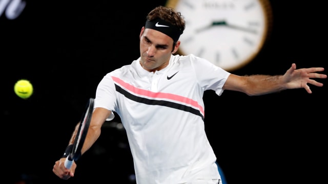 Federer vs Chung, Australia Terbuka 2018. (Foto: REUTERS/Issei Kato)